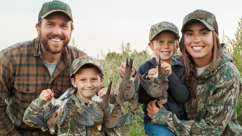 Family after successful dove hunt