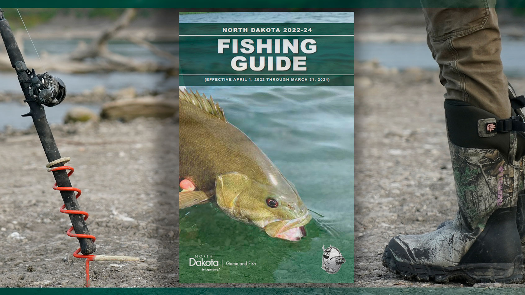 Fishing guide cover with angler and fishing pole in background