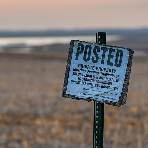 Posted sign in field