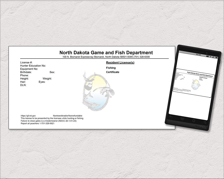 Screenshots of an NDGF hunting license