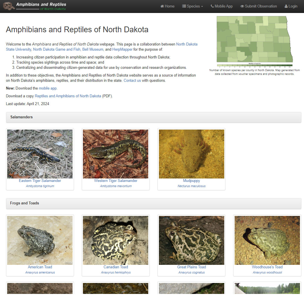 Reptiles and Amphibians of North Dakota cover