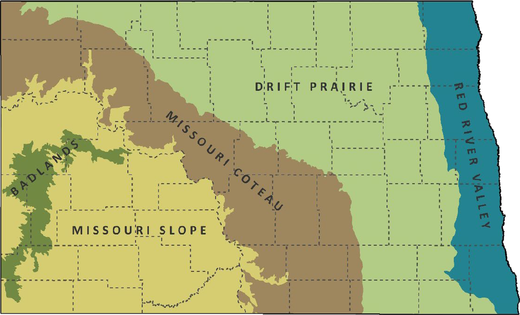 Map of major ND ecoregions
