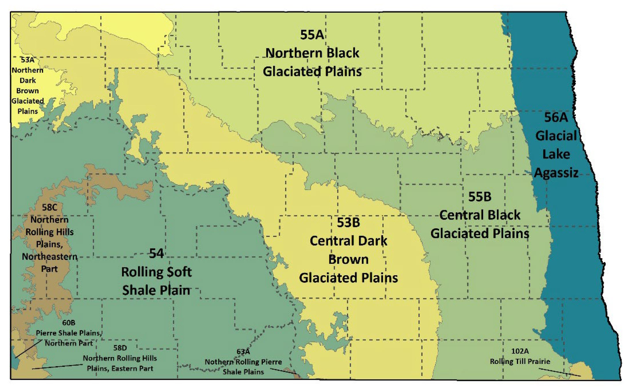 Map showing major land resource areas