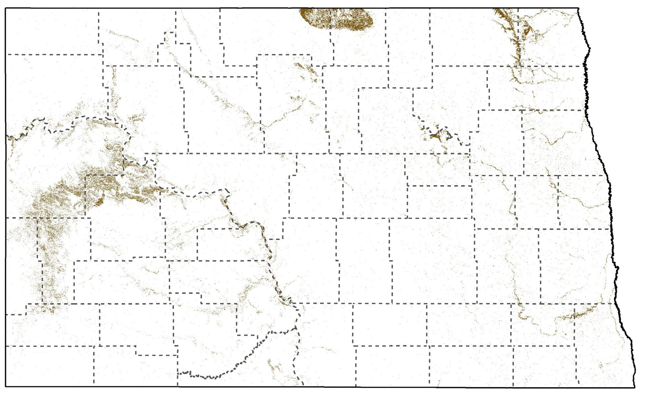 Figure 24 - map of forest areas in North Dakota