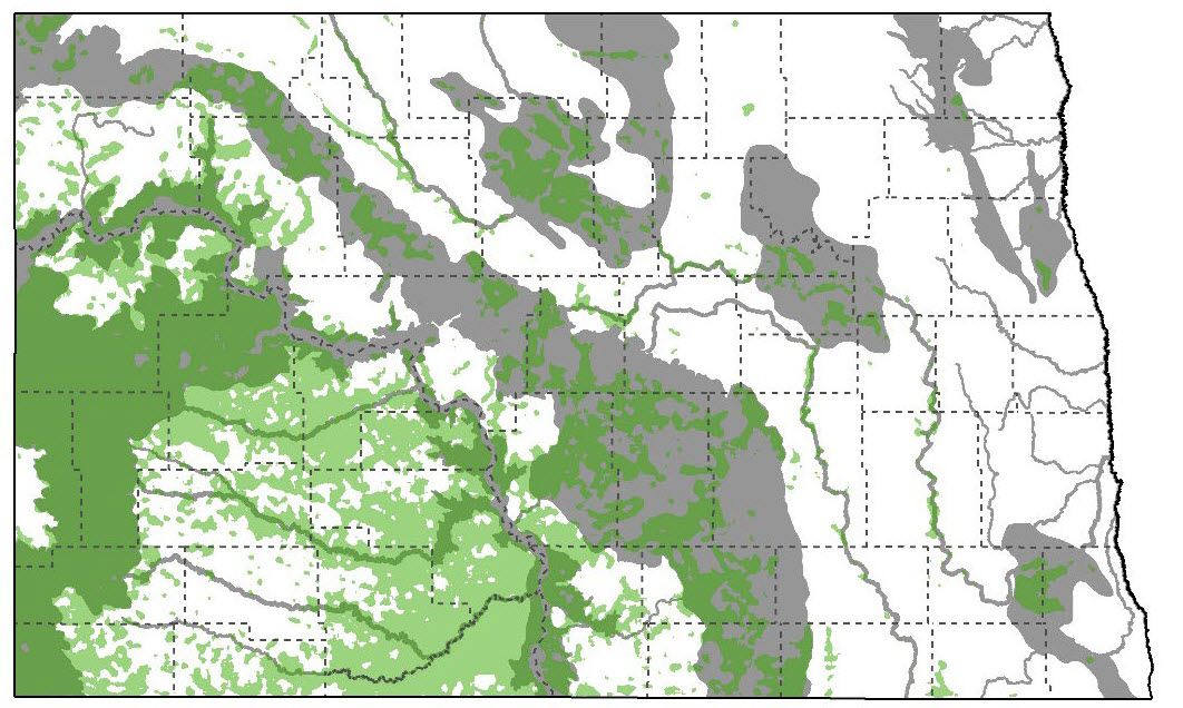 Map of focus area with unbroken grassland/shrubland