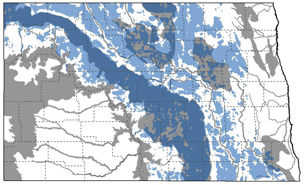 Map of focus area with accessibility for breeding ducks