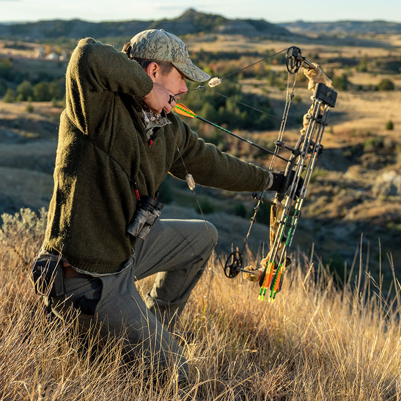Bowhunter in the badlands