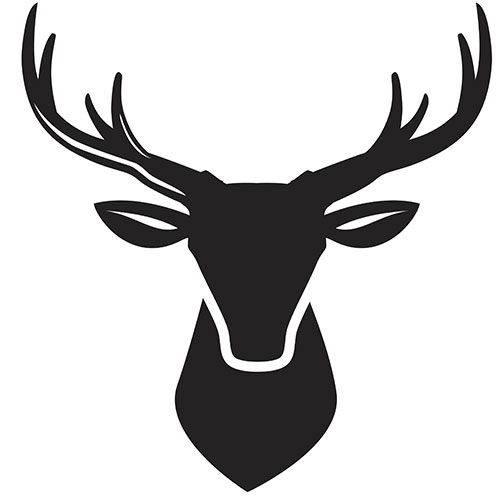 Black and white icon of a deer head