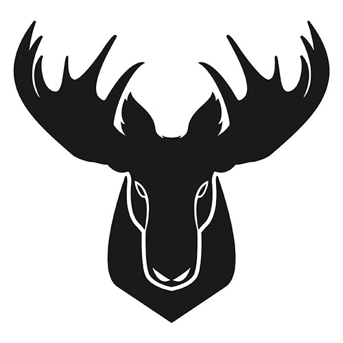 Black and white icon of a moose head