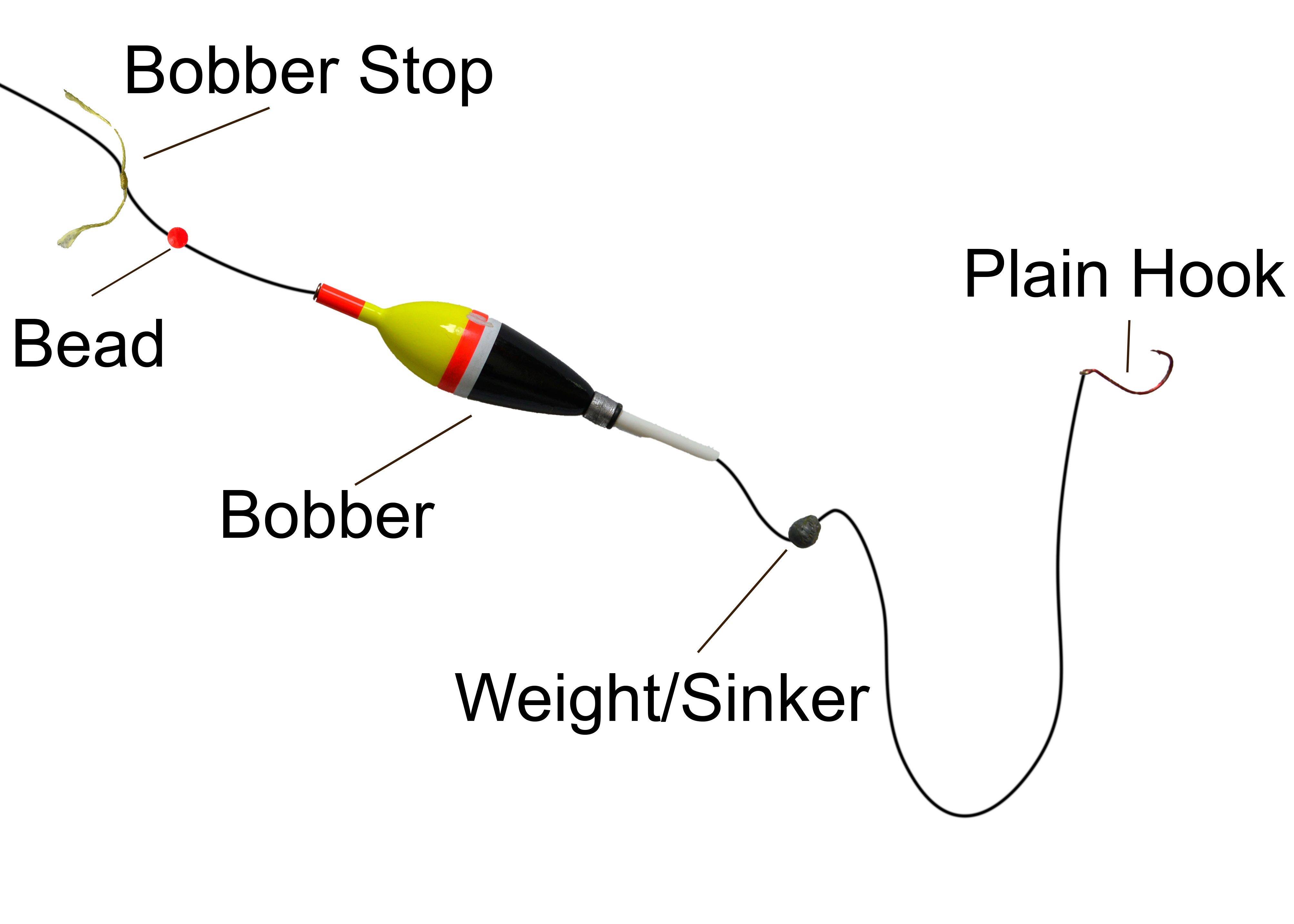 Hook and bobber setup example