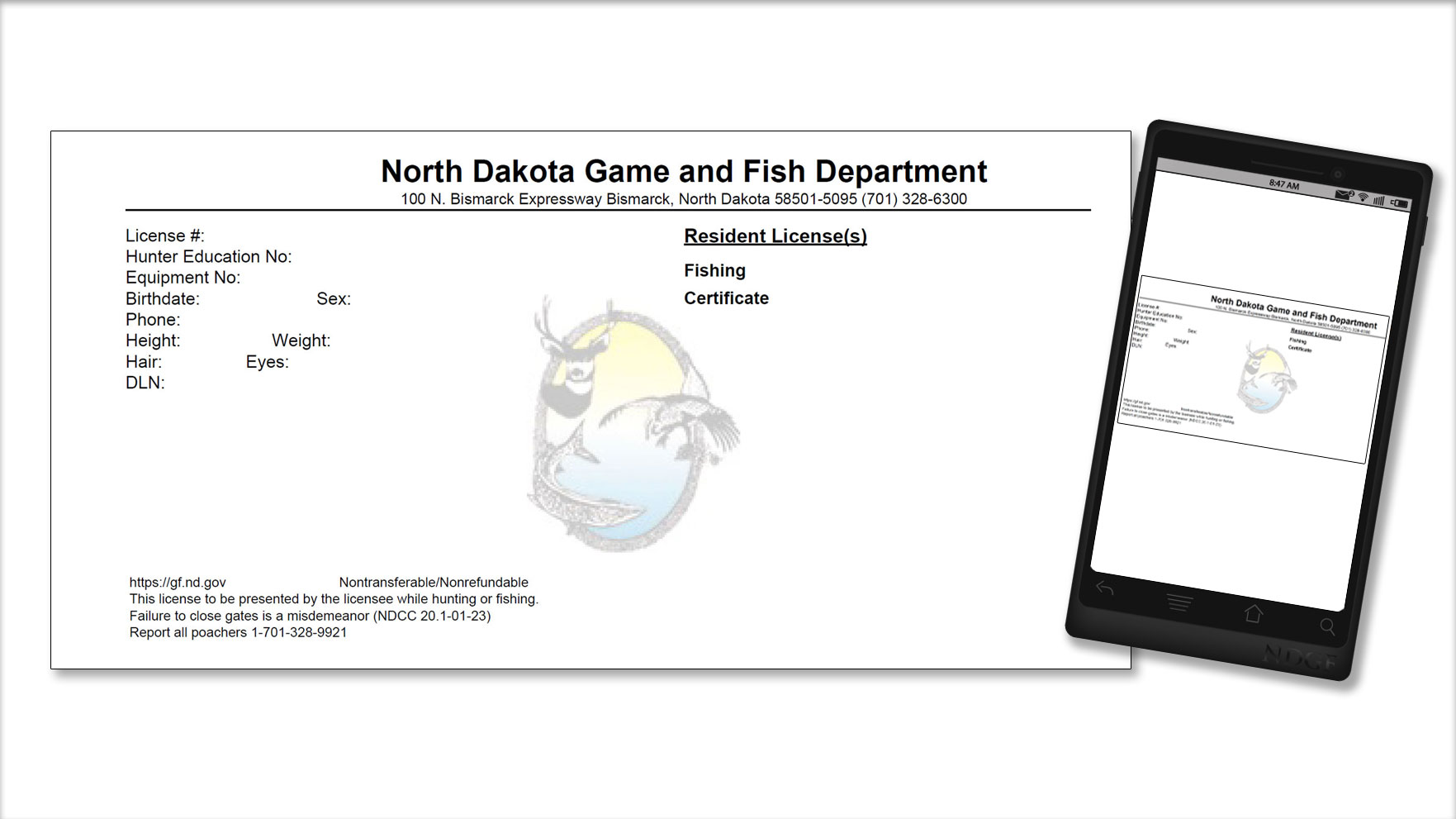 Blank fishing license