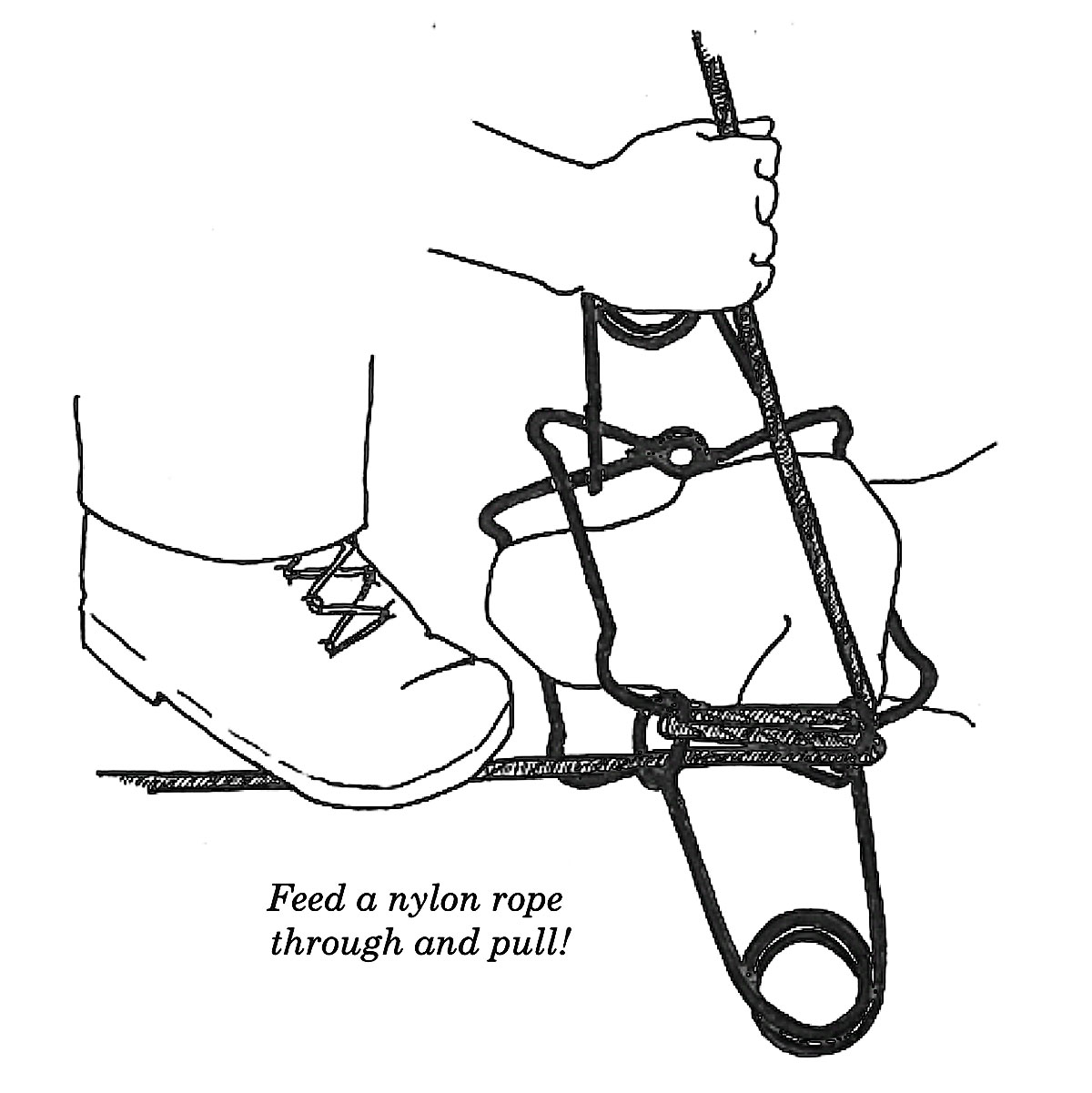 Thread rope through large rings of one spring for extra leverage to help compress the spring.