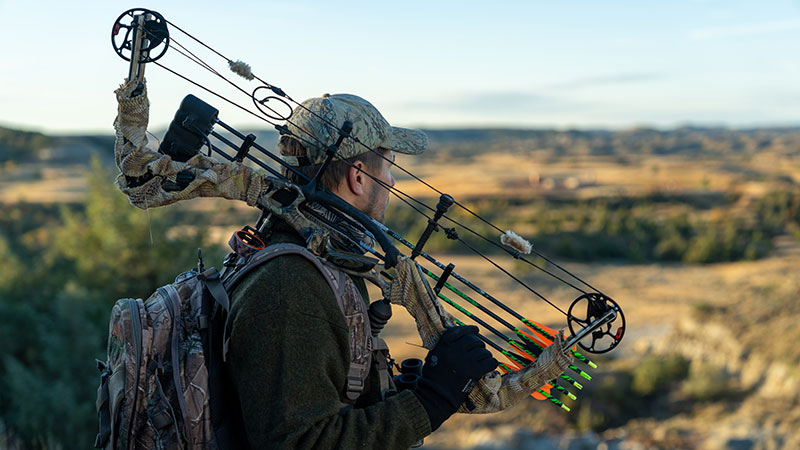 A bow hunter in the badlands.