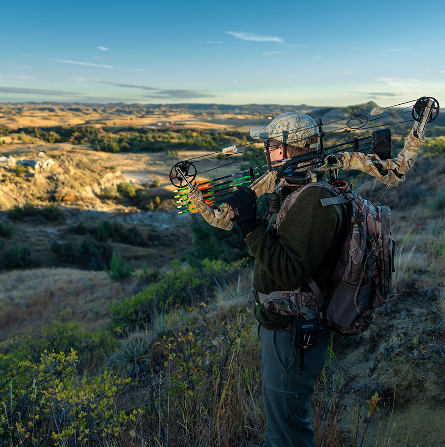 Bow hunter in the badlands
