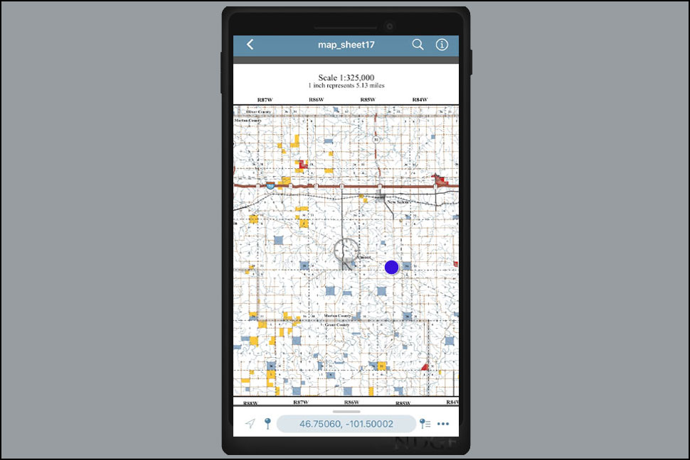 Graphic depicting Avenza map on smartphone