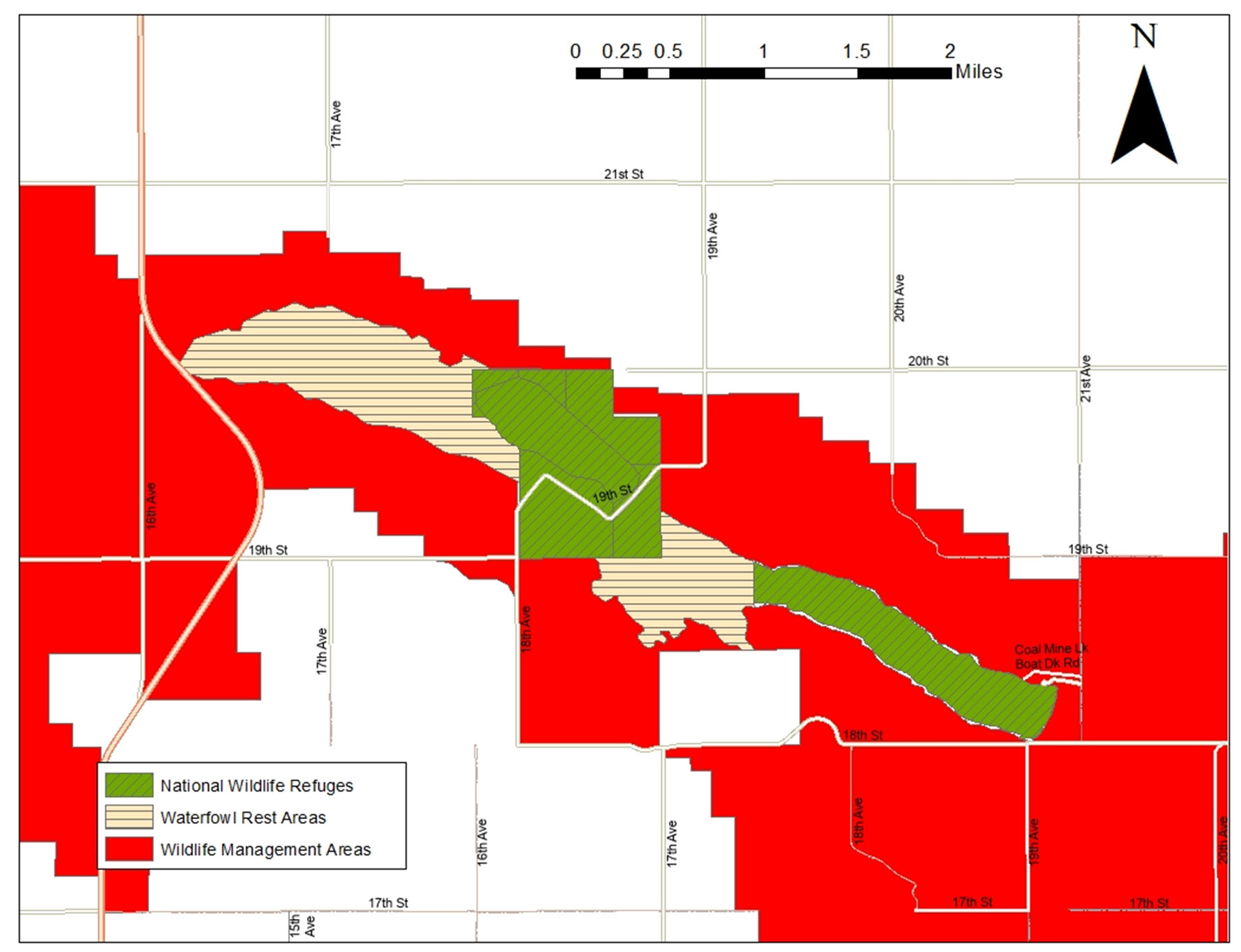 Map showing the rest area locations on the Sheyenne