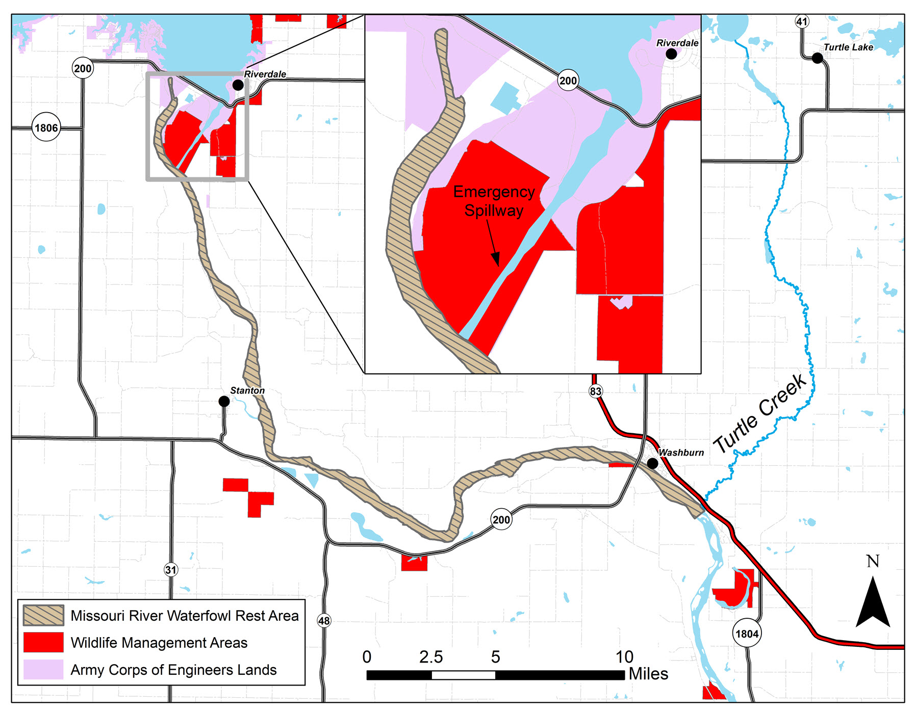 Map showing the rest area locations on the Missouri