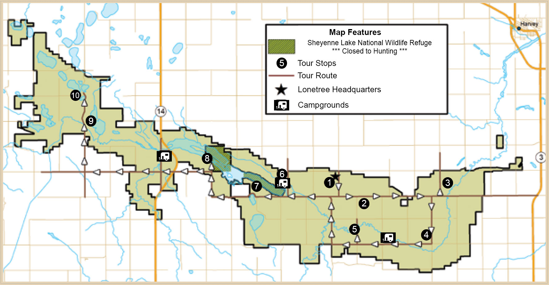 Lonetree map with stops indicated