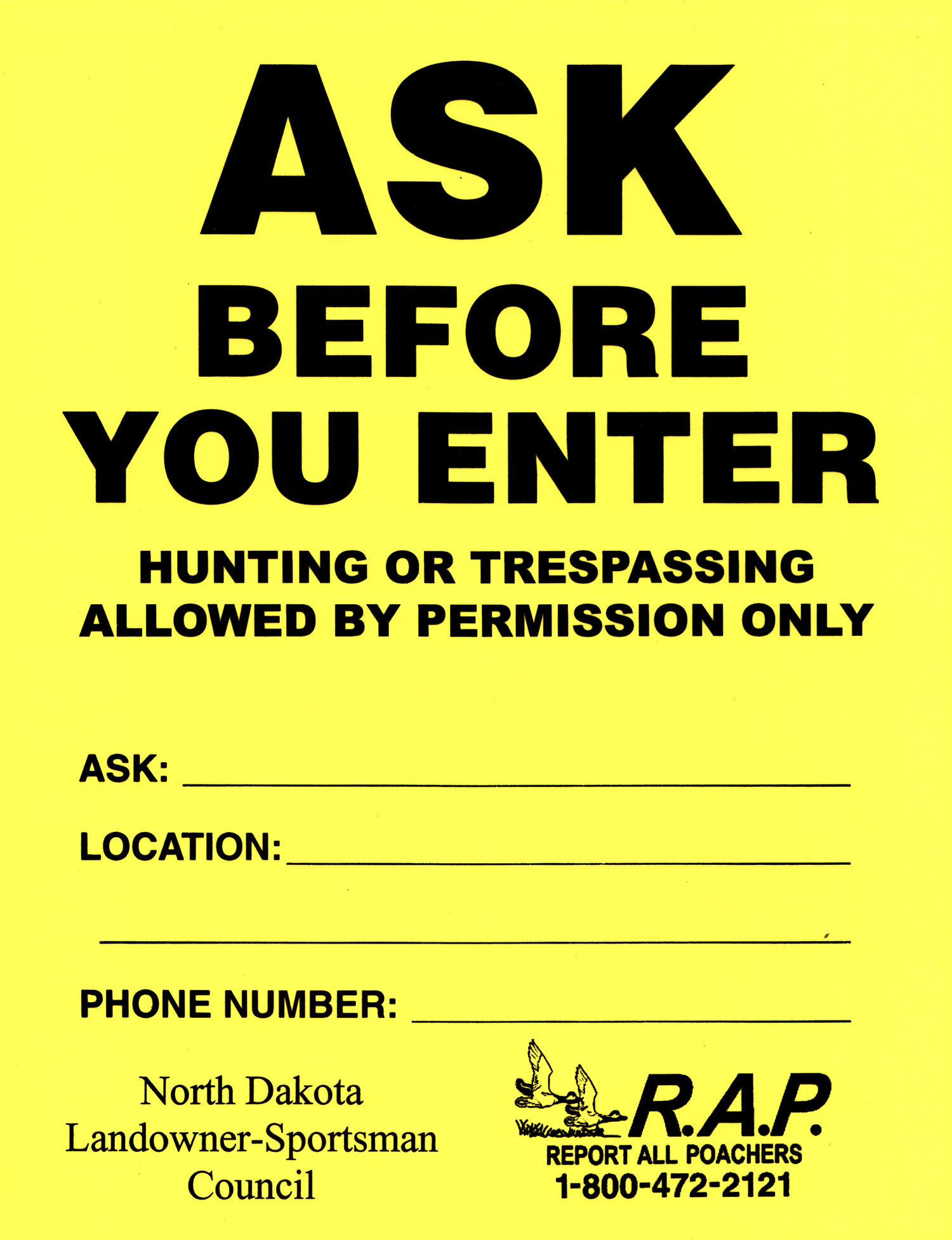 Ask Before You Enter Paper Sign