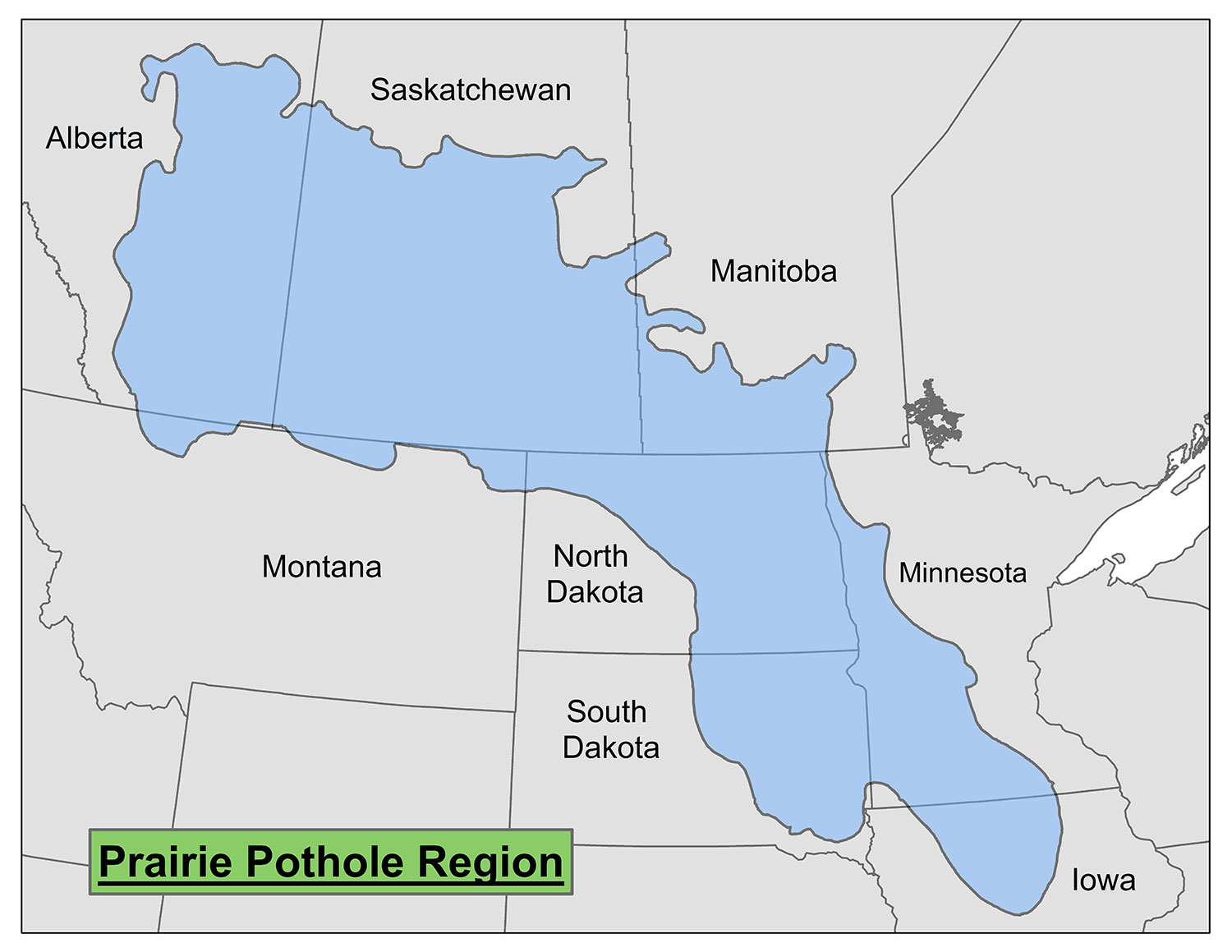 Map showing prairie pothole region