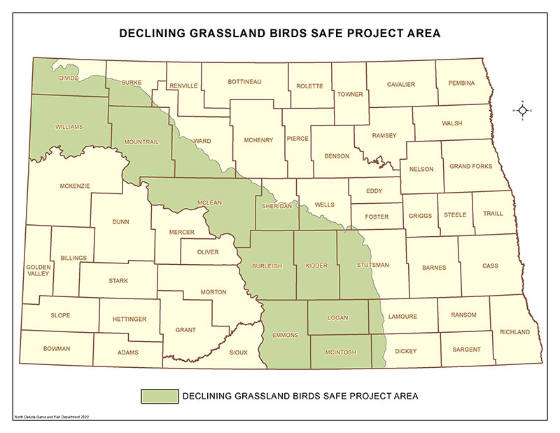 Declining Grassland Birds SAFE map