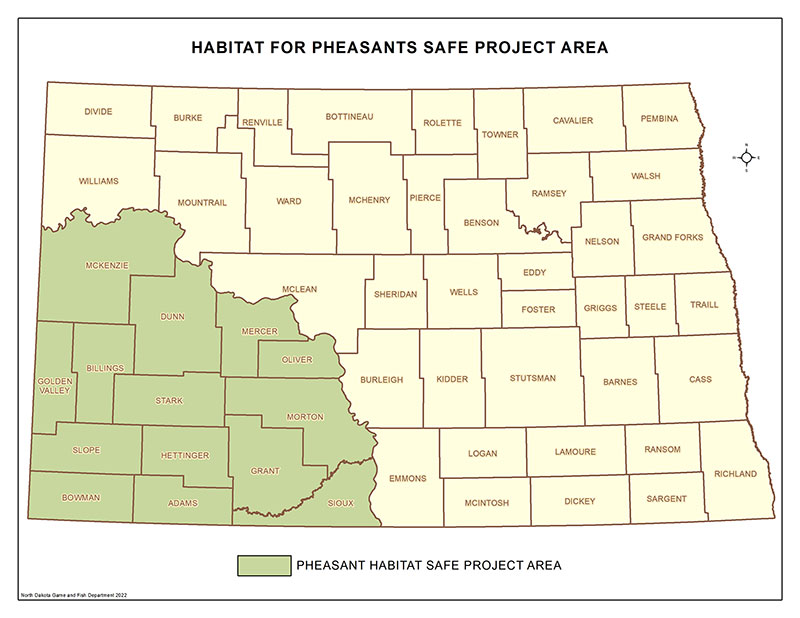 Habitat for Pheasants SAFE map