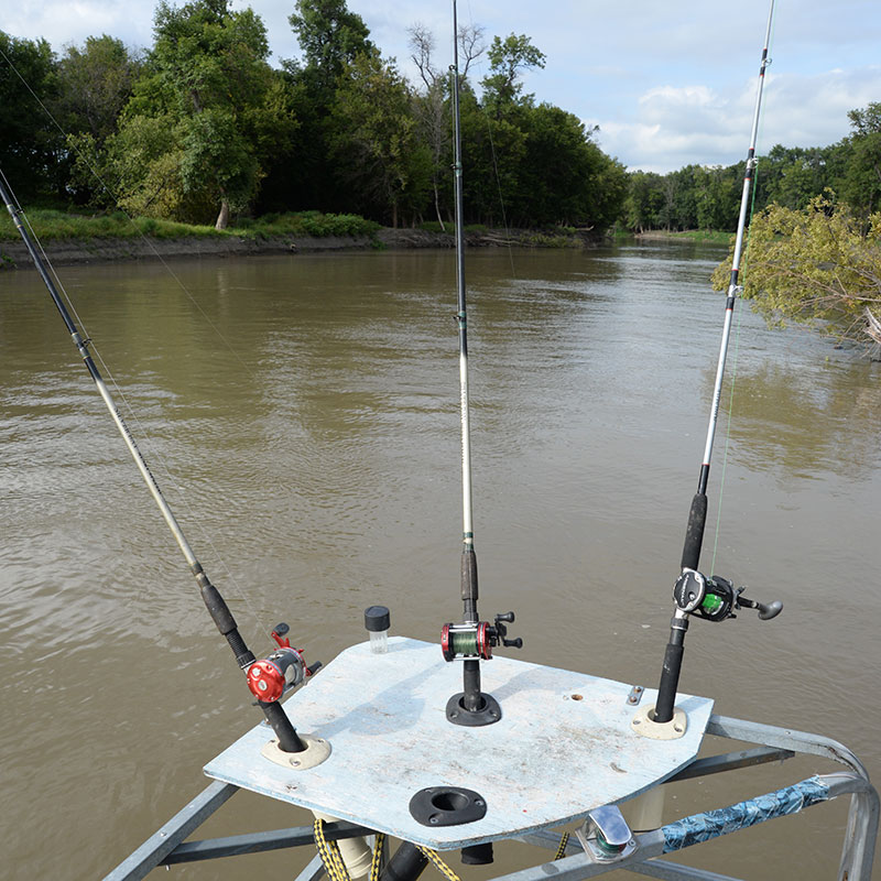 Fishing poles setup on the Red River