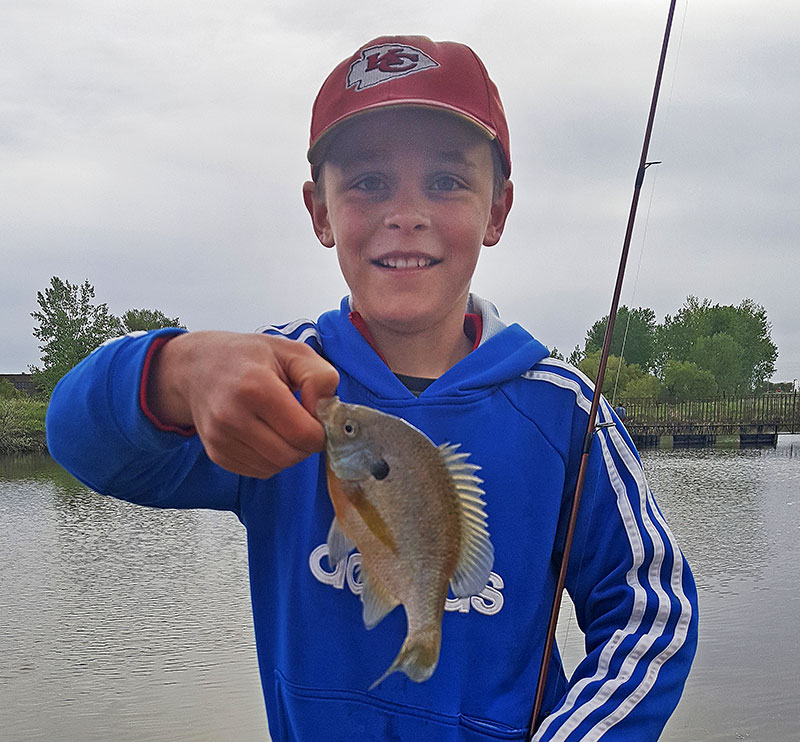 Kid with bluegill