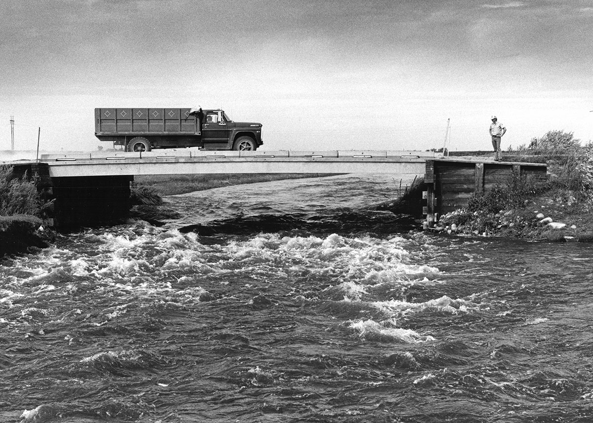 Water running under a bridge