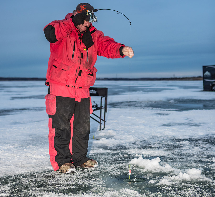 Man icefishing