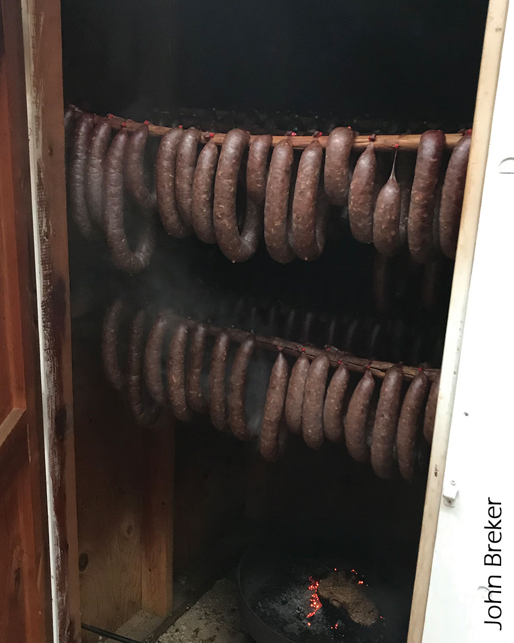 Sausage on racks