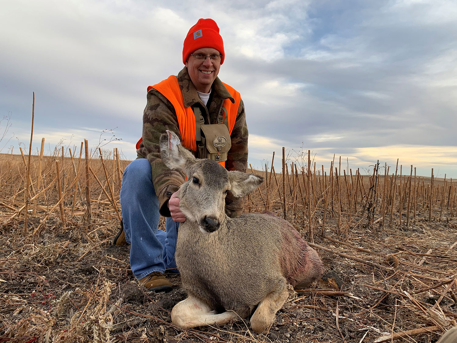 Randy Meissner with the mule deer he harvested