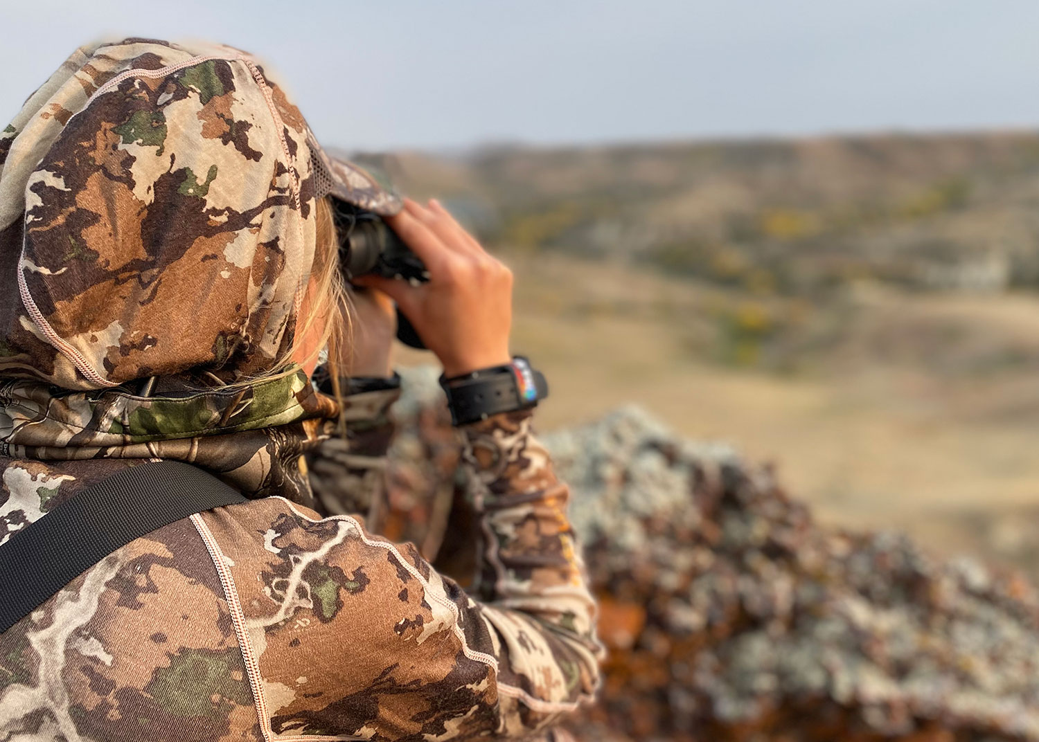 Bow hunter in the badlands