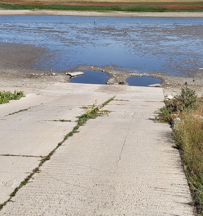 Unusable boat ramp due to low water