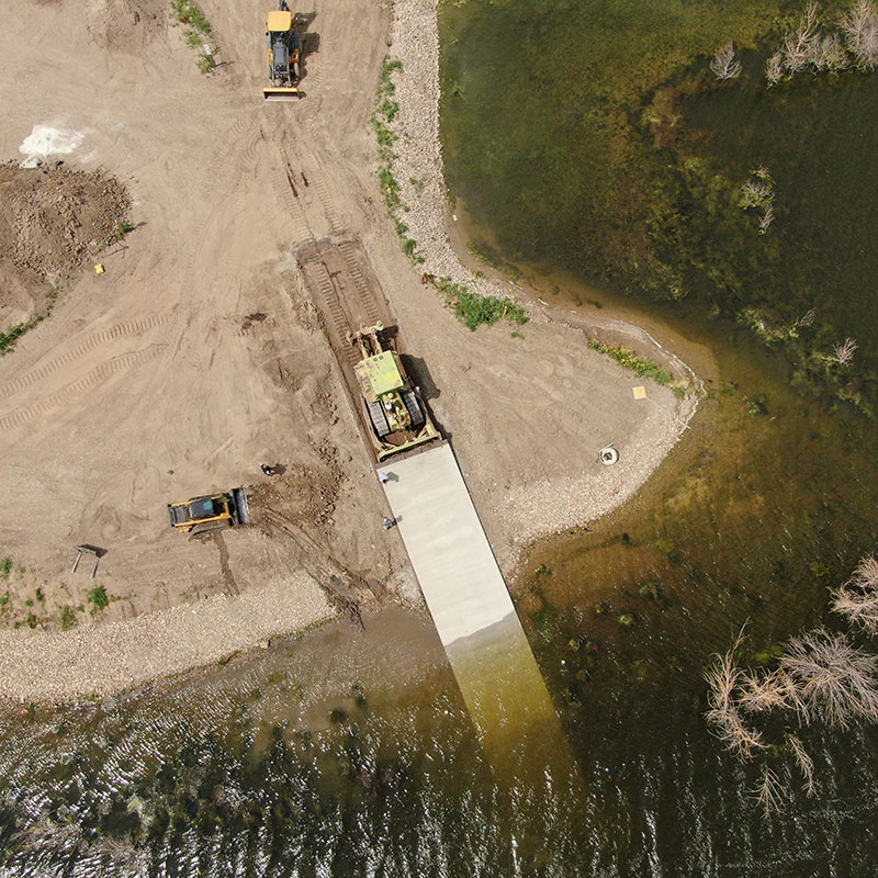 Boat ramp seen from air