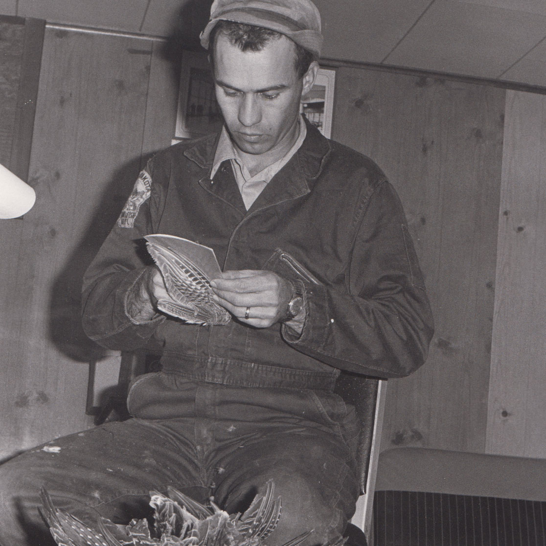Younger Jerry Kobridger doing a wing survey