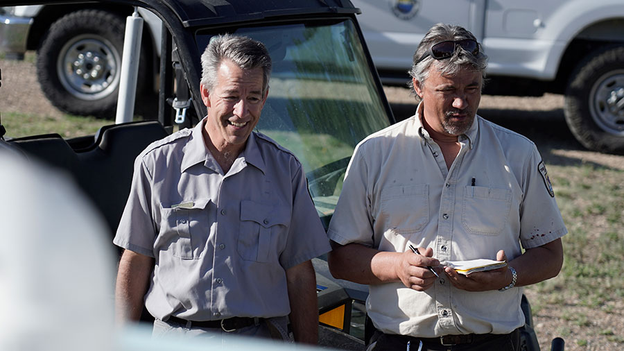 Jerry Weigel (left), Game and Fish Department, and Jerry Tishmack, U.S. Fish and Wildlife Service