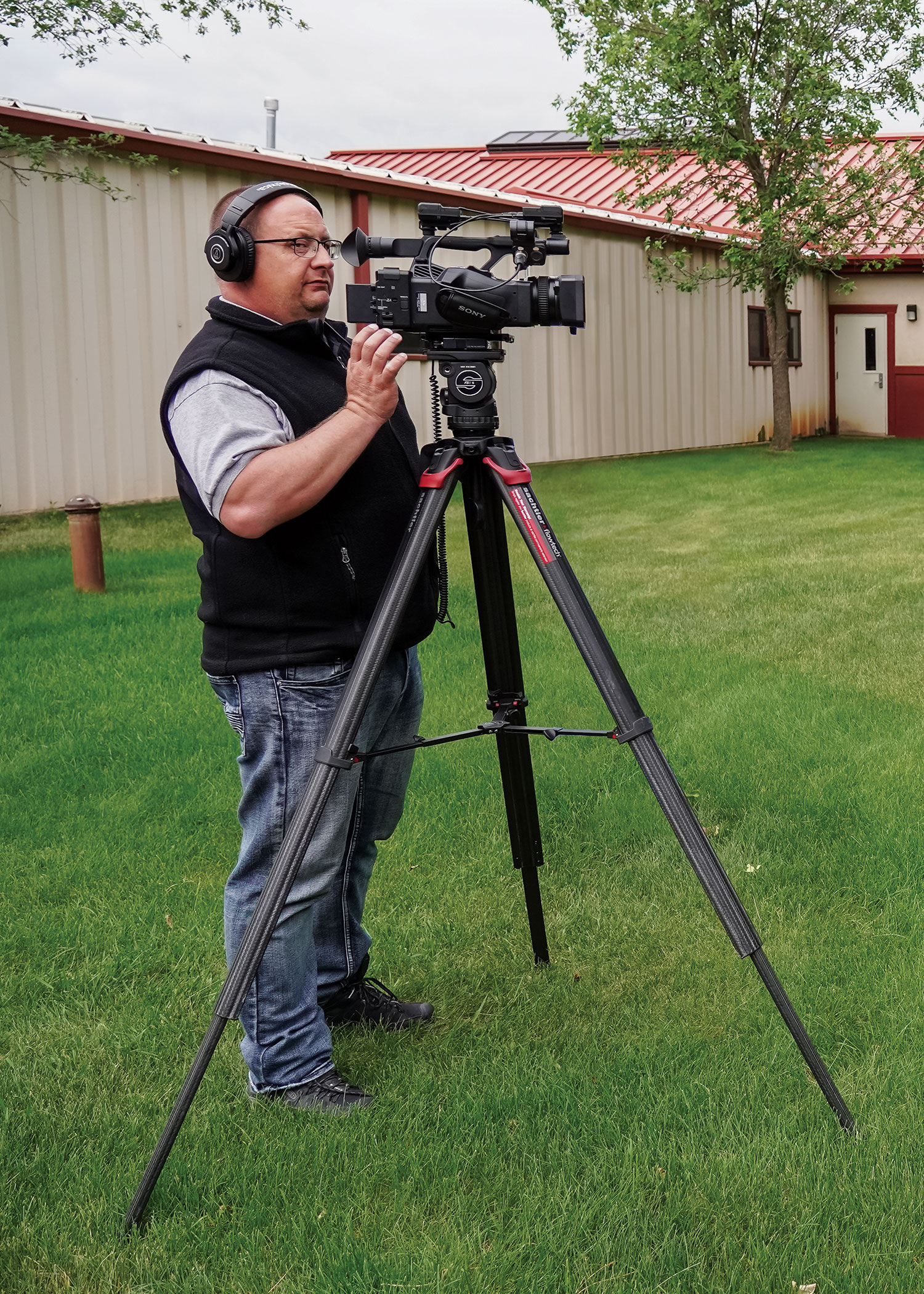 Mike filming an interview