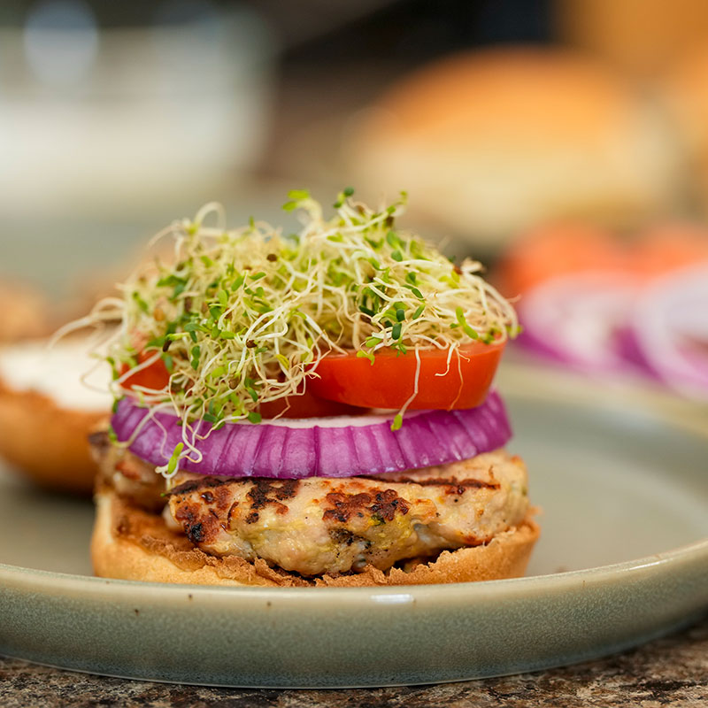 Plate of turkey burger