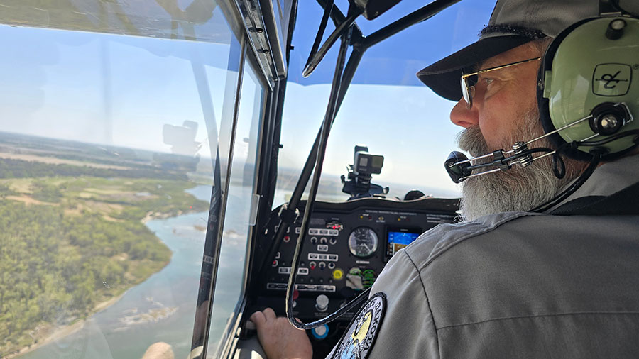 Pilot flying - taken from inside the aircraft