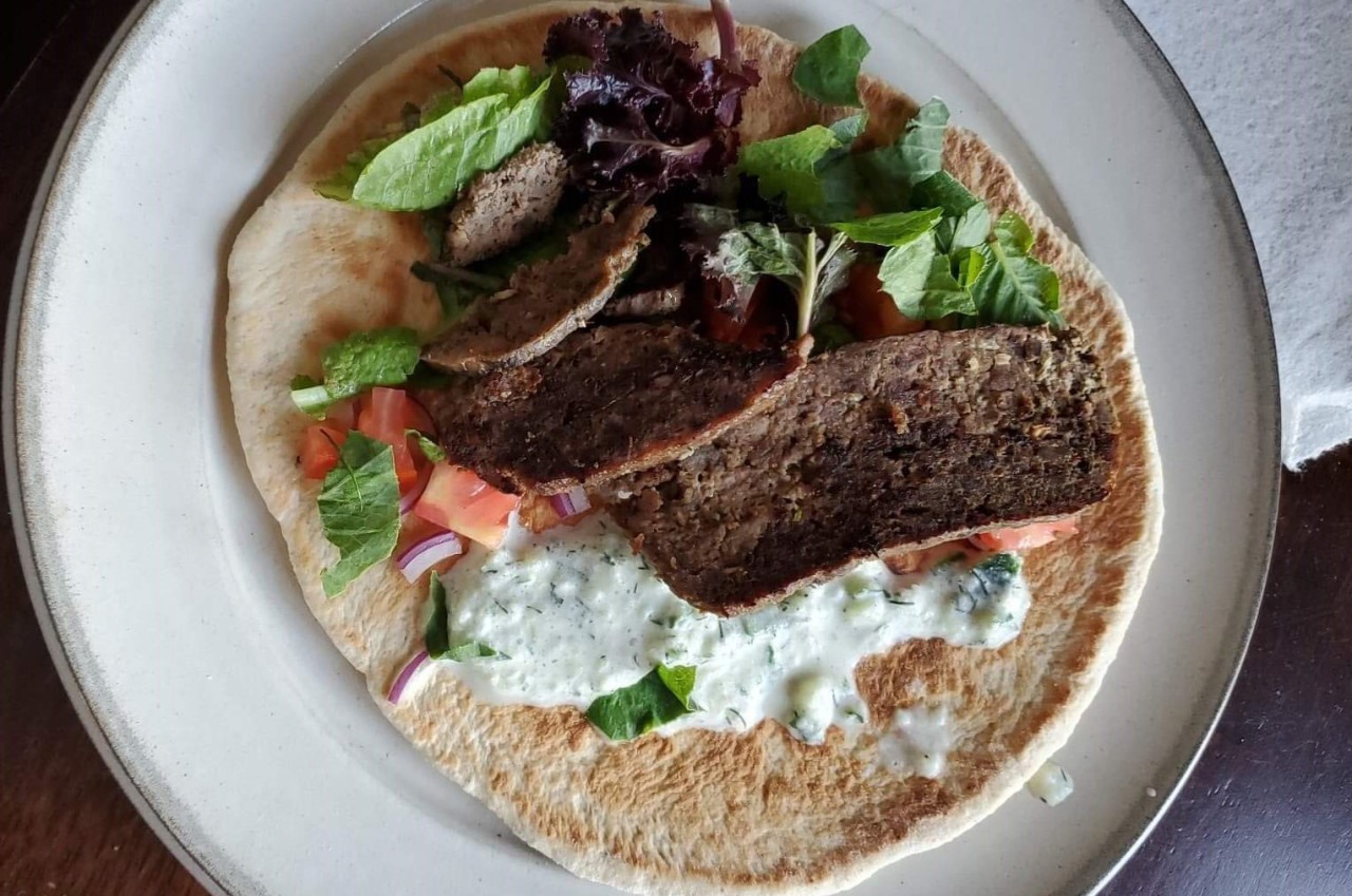 Deer gyro on plate