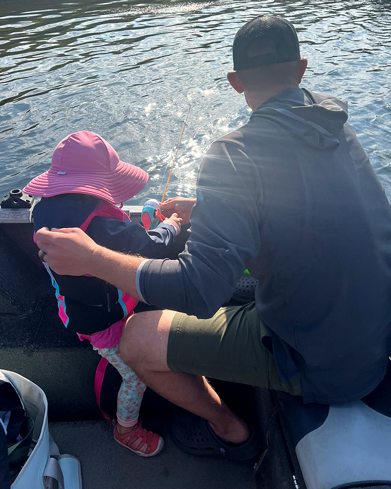 Father and daughter fishing