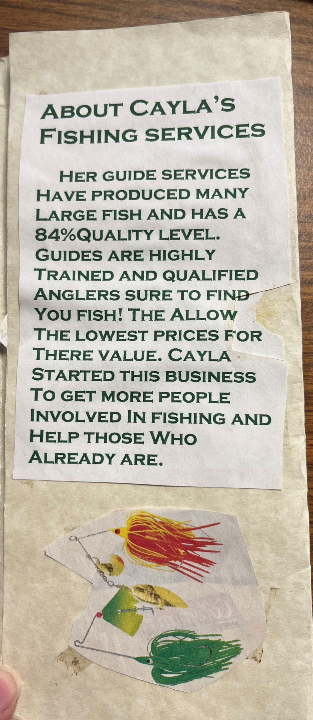 Cayla's Guide Service brochure - about