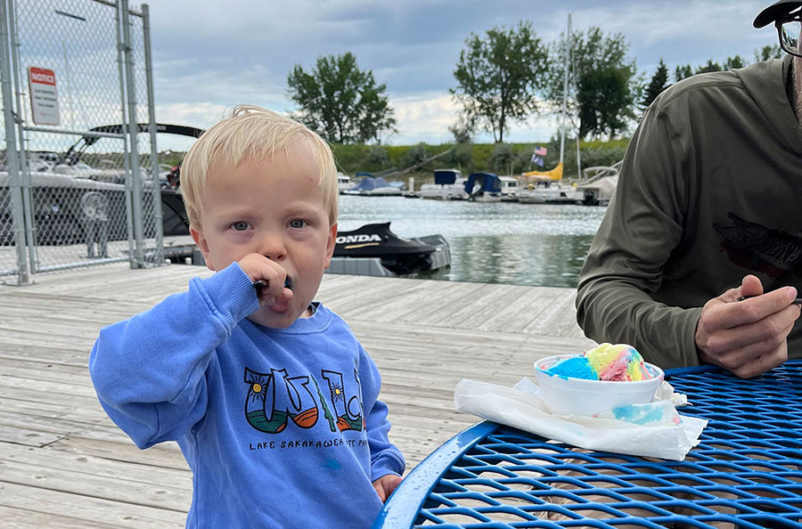 Boy eating ice cream
