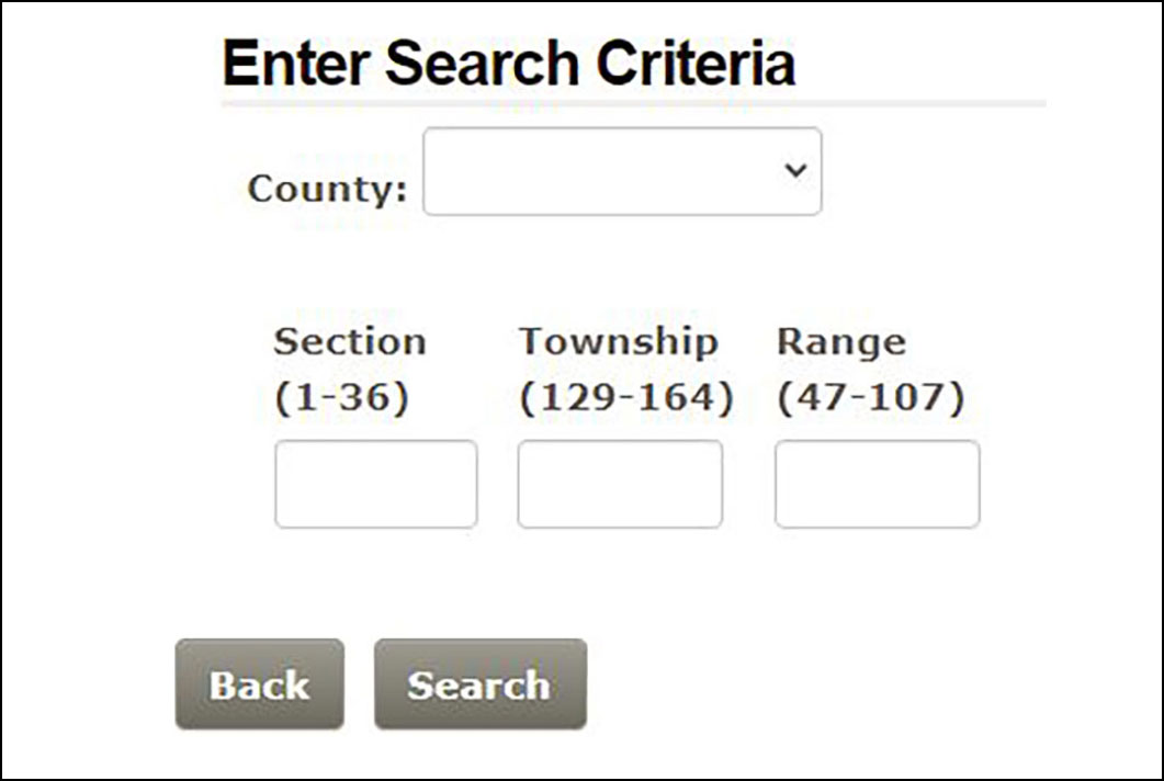 Screenshot of system page showing county selection