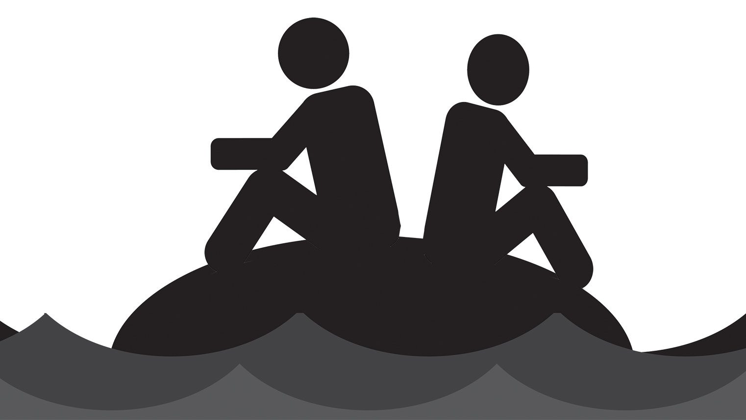 Graphic of two people stranded on an island