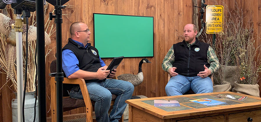 Mike Anderson conducting an interview in the studio