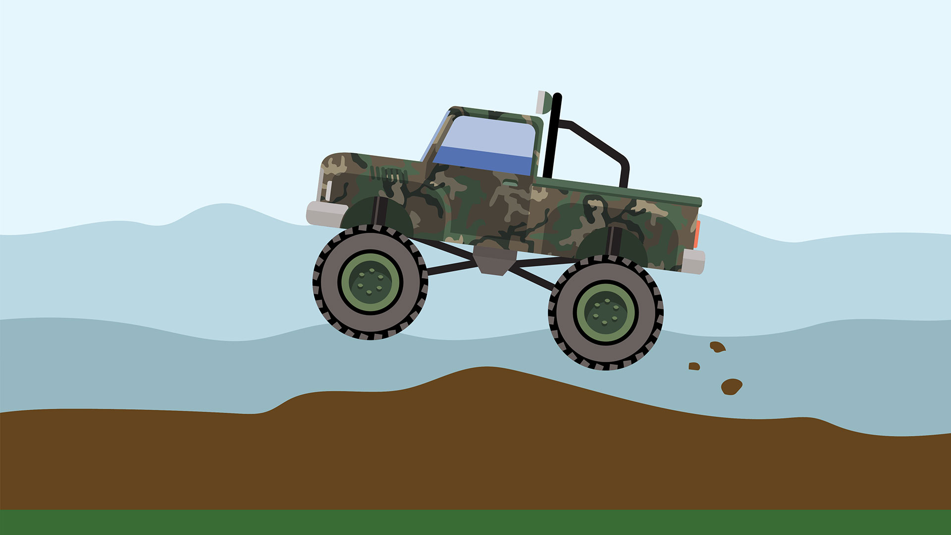 Illustration of a truck driving in mud