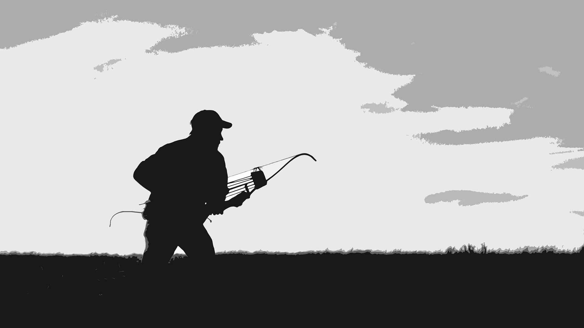 Silhouette of bow hunter