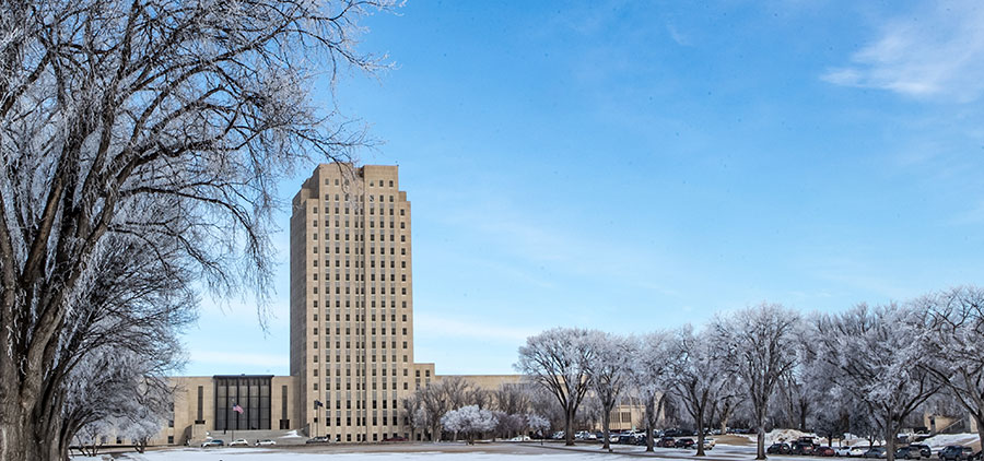 ND state capitol in winter